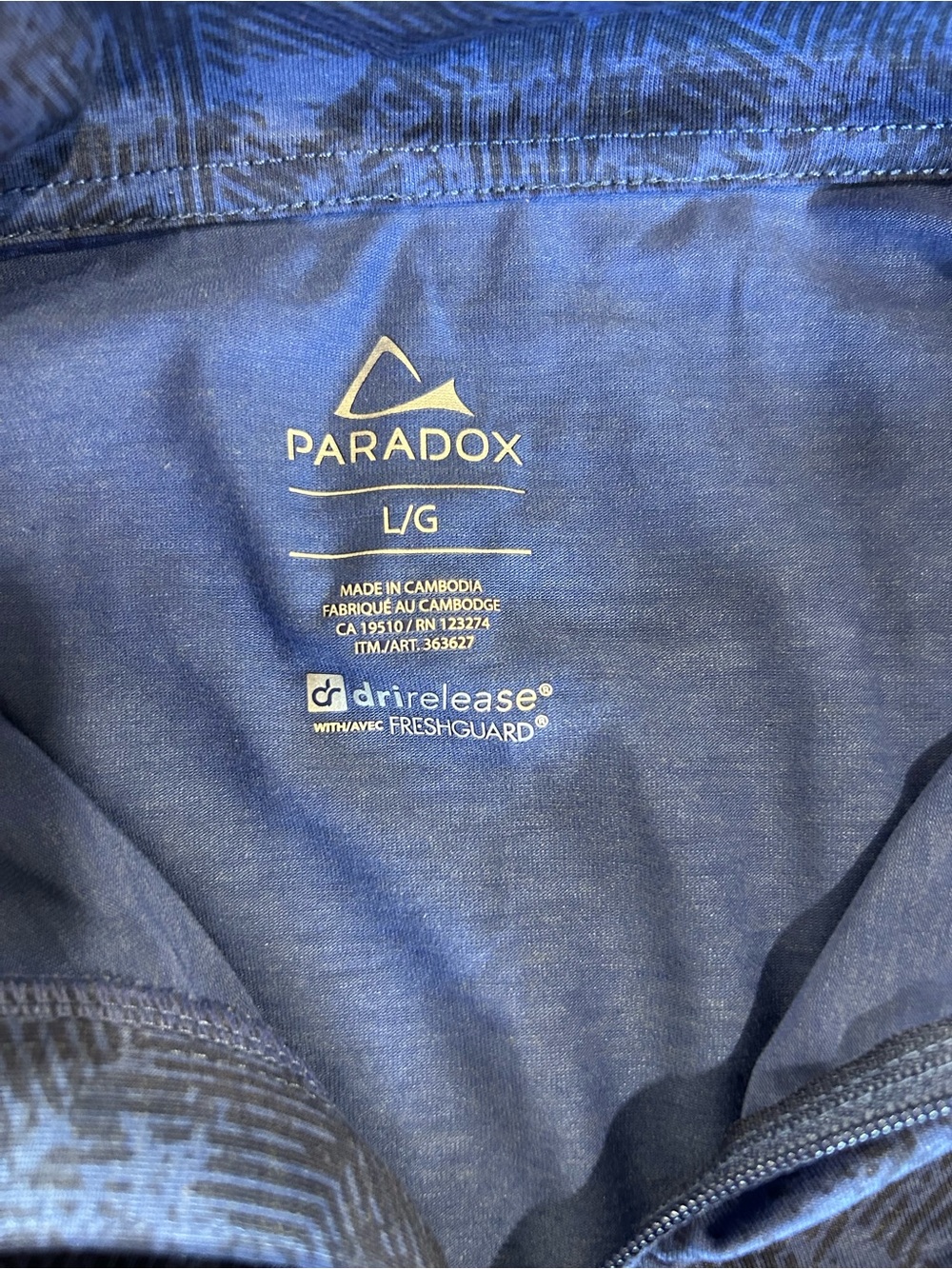 Paradox Blue Patterned Half-Zip Training Top - Picture 5 of 5